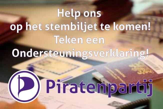 Afbeelding met tekst: Help ons op het stembiljet te komen. Teken een ondersteuningsverklaring.